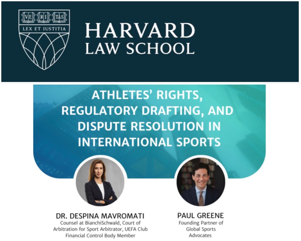 Harvard Law School discussion on athletes’ rights and regulatory drafting in international sports - www.sportlegis.com