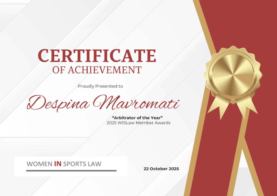 WISLaw Member Awards 2025: Despina Mavromati selected as Arbitrator of the Year - www.sportlegis.com